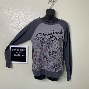 Disneyland Gray Crewneck Sweater W/ Mickey and Minnie Touring Walt Disney World